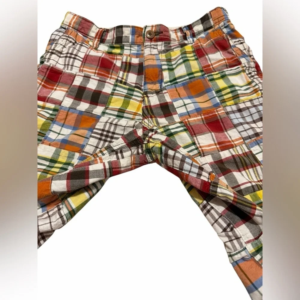 Vintage Old Navy Boys 14 Husky Patchwork Plaid Shorts